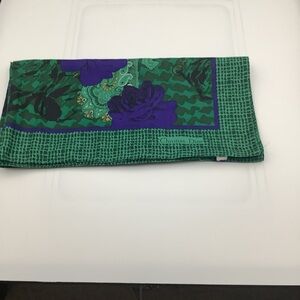 Christian Dior purple/green floral paisley 100% silk scarf made in Korea vintage